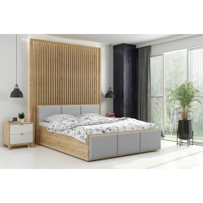 Čalúnená posteľ PANAMA XT 160x200cm výklopná remeselný dub - sivá